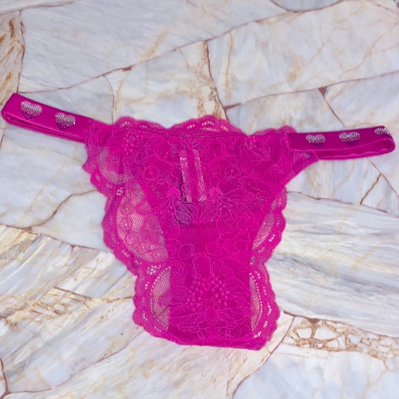 VS VERY SEXY Shine Strap Lace Brazilian Panty Hearts Small - Picture 4 of 15